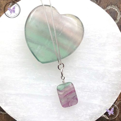 Fluorite Rectangle Pendant Necklace